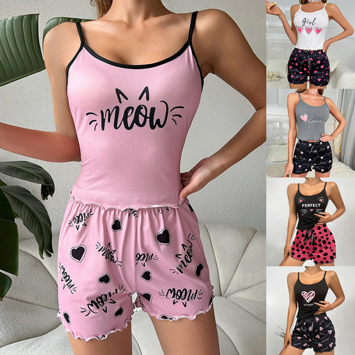 EVE Sexy Pajamas Sleeveless Camisole Shorts Homewear Set GLSY-W0298