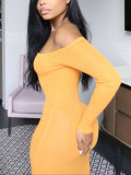 EVE Solid Color Off Shoulder Slim Maxi Dress ZDF-31358
