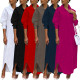 EVE Long Sleeve Loose Solid Color Shirt Dress LSD-1787
