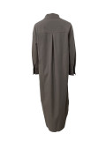 EVE Long Sleeve Loose Solid Color Shirt Dress LSD-1787