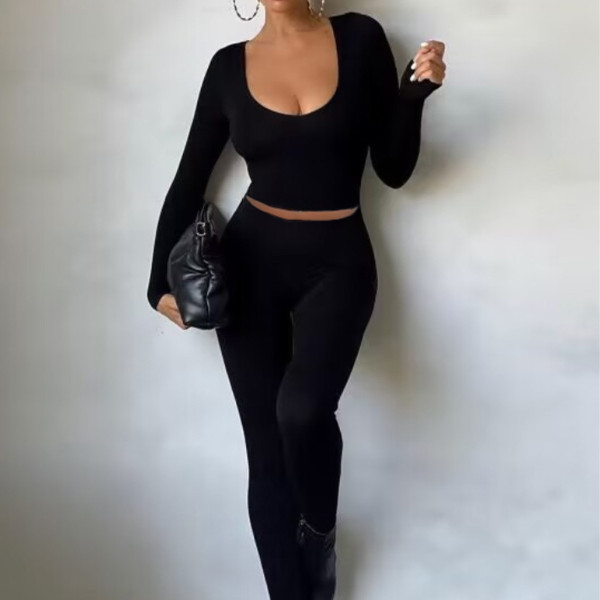 EVE U Neck Long Sleeve Two Piece Skrit Set LSD-1707