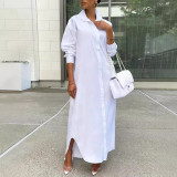 EVE Long Sleeve Loose Solid Color Shirt Dress LSD-1787