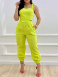 EVE Solid Color Bow Tie Backstrap Jumpsuit YH-5288