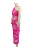 EVE Tie Dye Print Halter Slim Maxi Dress XHXF-423