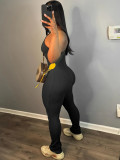 EVE Solid Color Tight Backless Halter Jumpsuit YH-5352