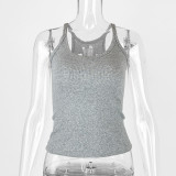 EVE Solid Color Ribbed U Neck Vest GZJF-ZJ2576