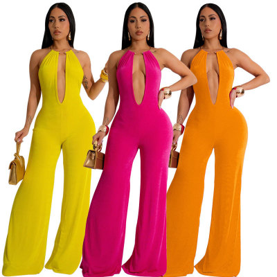 EVE Sexy Solid Color Backless Jumpsuit XHXF-8700