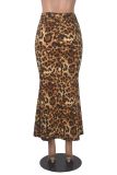 EVE Leopard Print Half-length Fishtail Skirt GXYF-H0409