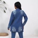 EVE Washed Fashion Ripped Denim Jacket GKNF-TSC-814