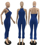 EVE Solid Color Tight Backless Halter Jumpsuit YH-5352