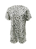 EVE Leopard Print Short Sleeve Loose Shorts Set SFY-2579