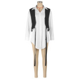 EVE False Two Piece Long Sleeve Shirt Dress AIL-280