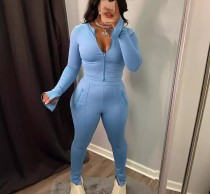 EVE Solid Color Long Sleeve Pants 2 Piece Set GBGF-5033