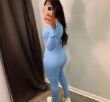 EVE Solid Color Long Sleeve Pants 2 Piece Set GBGF-5033
