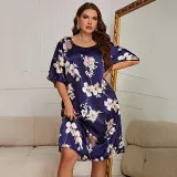 EVE Plus Size Print Half Sleeve Dress Lounge Wear Nightgown GDNL-H111