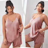 EVE Plus Size Backless Camisole Pajamas Two Piece Set GDNL-H265