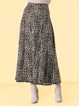 EVE Plus Size Casual Loose Leopard Print Half-body Skirt GAWE-6304