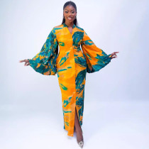 EVE Printed Flared Sleeve Slim Maxi Dress NY-10851
