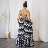 EVE Sling Print Backless Maxi Dress NY-10859