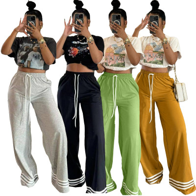 EVE Fashion Striped Spliced Loose Pants BLX-93003