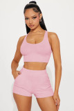 EVE Solid Color Sport Tank Tops And Shorts 2 Piece Set FENF-307