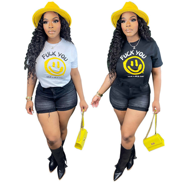 EVE Print Short Sleeve Casual T Shirt HNIF-2176