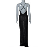 EVE Deep V Neck Backless Split Maxi Dress XEF-50702