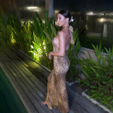 EVE Backless Hang Neck Leopard Print Dress XEF-50444