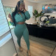 EVE Long Sleeve Zipper Solid Color Two Piece Pants Set XEF-51552