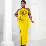 EVE Solid Color Sleeeveless Split Long Dress BY-7039