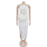 EVE Solid Color Sleeeveless Split Long Dress BY-7039