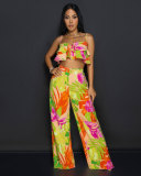 EVE Print Sling Vest And Wide Leg Pants 2 Piece Set NY-10862