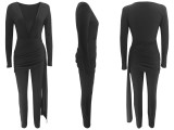 EVE Solid Deep V Neck Tight Jumpsuit SFY-2782