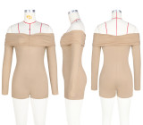 EVE Sexy One Neck Ruched Strapless Long Sleeve Jumpsuit ASL-6738