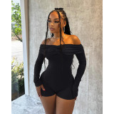EVE Sexy One Neck Ruched Strapless Long Sleeve Jumpsuit ASL-6738