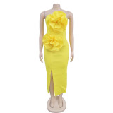 EVE Solid Color Sleeeveless Split Long Dress BY-7039