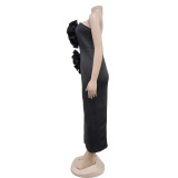 EVE Solid Color Sleeeveless Split Long Dress BY-7039