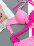 EVE Solid Color Cross Halter Bikinis 2pcs Swimsuit CSYZ-126