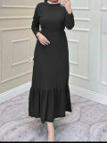 EVE Plus Size Solid Color Long Sleeve Maxi Dress GAWE-6320