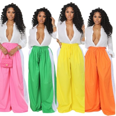 EVE Fashion Casual Color Block Wide Leg Pants YD-8814