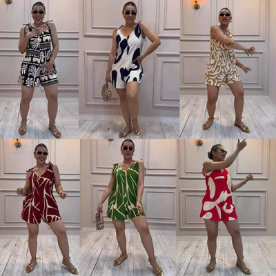 EVE Print Tie Up Loose Romper NY-10869