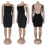 EVE Hot Drill Backless Tie Up Mini Dress NY-3219