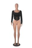 EVE Wooden Ear Flared Sleeves Sexy Strapless Top GXYF-0405