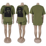 EVE Casual Print Loose Two Piece Shorts Set NY-10866