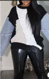 EVE Loose Color Block Patchwork Jeans Sleeve Sweater OD-8703