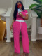 EVE Ribbed Contrast Color Short Sleeve Pants 2 Piece Set MIL-033