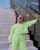 EVE Kids Girl Solid Long Sleeve Straight Pants Two Piece Set GYAY-8106