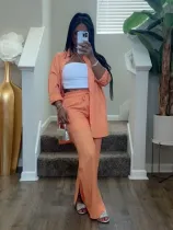 EVE Loose Solid Color Shirt Two Piece Pants Set MIL-034