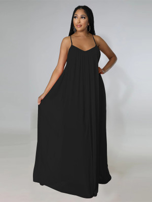 EVE Casual Sleeveless Chiffon Sling Maxi Dress MIL-9702