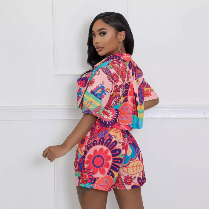 EVE Fashion Print Short Sleeve Romper TE-4688